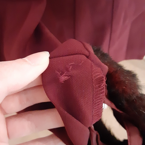 Lined Faux Fur and Decorative Buttons Wine Jacket (Plaza South) - Picture 7 of 13